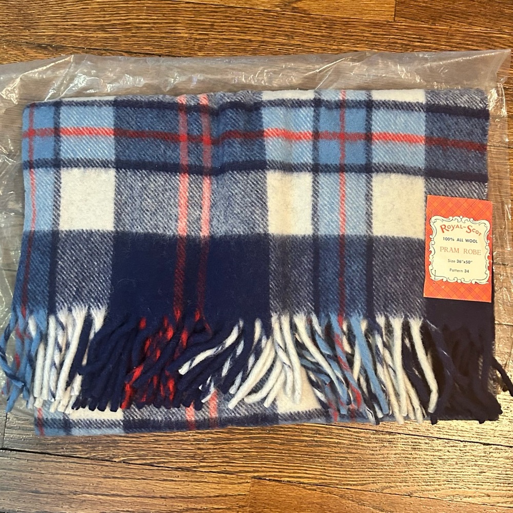 Royal Scot 100% Wool Pram Robe/Stroller Blanket, Tartan Plaid, Warm 50”x36”